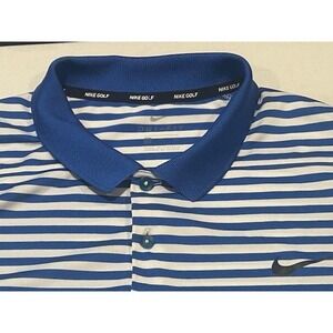 Nike Golf Men's Polo Striped Dri-Fit Short Sleeve Lightweight Blue Shirt - 2XL‎